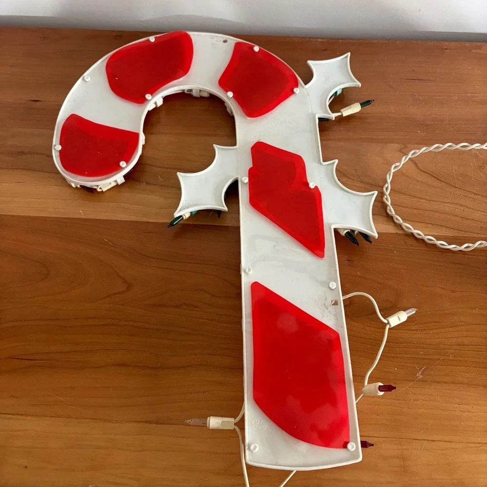 Vintage 2000 Impact Plastics Lighted Candy Cane Window Decor IMP43 18 Inch